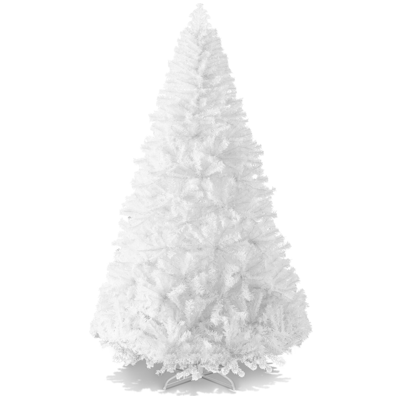 Best Choice Products Premium White Hinged Artificial Christmas Pine Tree w/ Branch Tips, Metal Base